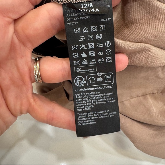 AllSaints‎ Deri Lyn Cuff Suit Tailored Shorts Tan Size 8 NEW NWT - Picture 11 of 11